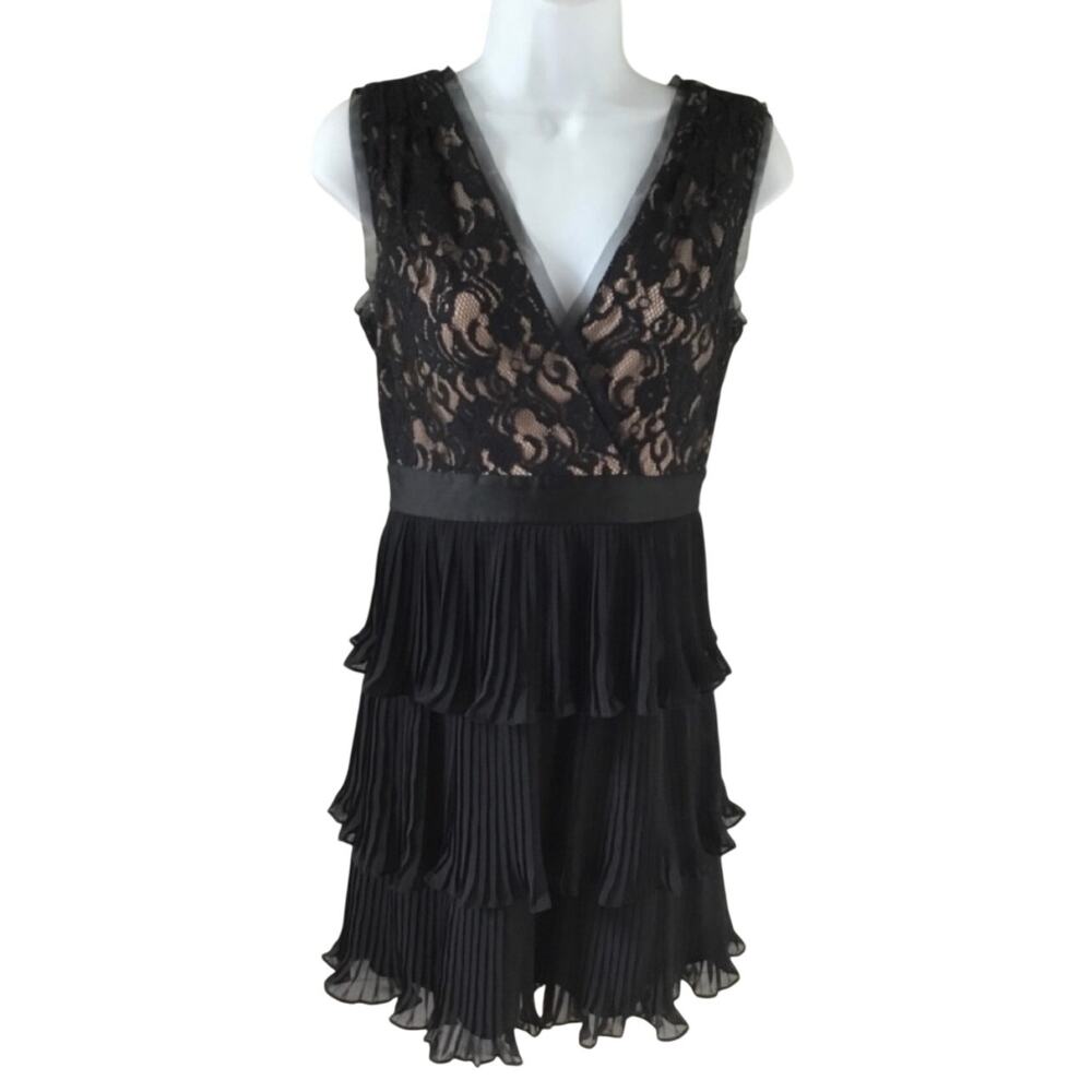 Vintage BCBG Paris Dress with Lace and Tiered Skirt size 0